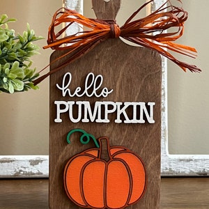 Fall Mini Cutting Board Decor | Hello Pumpkin Mini Cutting Board | Tier Tray Decor | Fall Decor | Freestanding Fall Decor