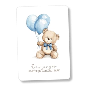 Set Wenskaart geboorte hartelijk gefeliciteerd jongen - digital download