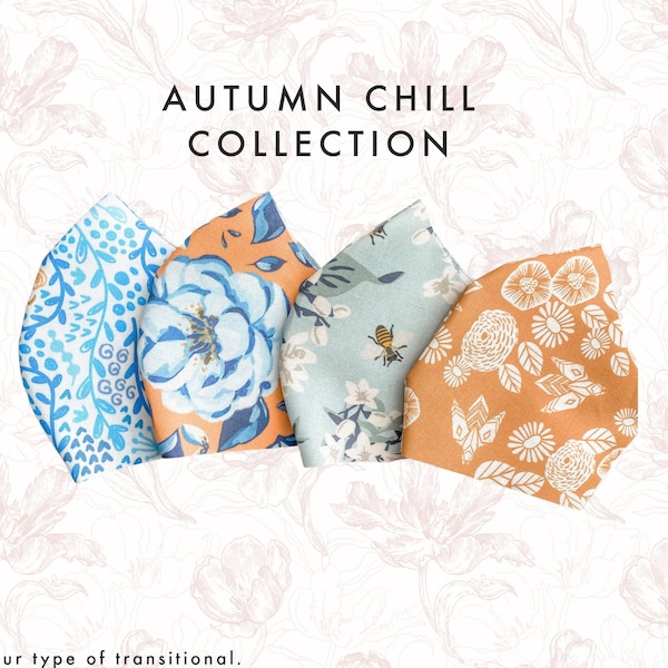 Autumn Chill Collection | Face Mask with Nose Wire Filter | Protective 3 layers | Reusable and Washable | Fall Face Mask |