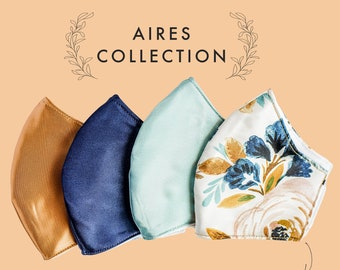 Aires Collection | Face Mask with Nose Wire Filter | Protective 3 layers | Reusable and Washable | Luxe Face Mask | Floral Design