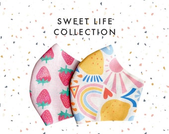 Sweet Life Collection | Face Mask with Nose Wire Filter | Protective 3 layers | Reusable and Washable | Summer Face Mask |