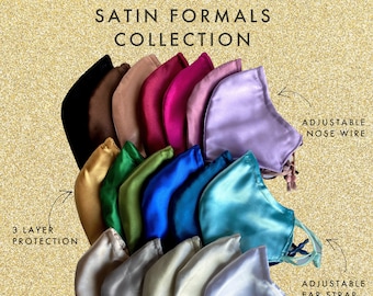 Satin Collection | Face Mask with Nose Wire Filter | Protective 3 layers | Reusable and Washable