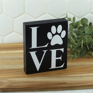 Handcrafted LOVE Paw Print Wood Sign: Farmhouse Pet Decor