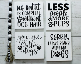 Handcrafted Assorted Funny Dog Lover Dog Owner Self-Standing Wood Signs for Black & White Home Decor