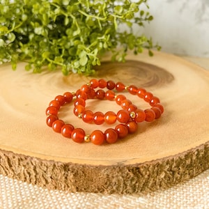Carnelian Bracelet | Carnelian Beads | Stretch Bracelet | Natural Carnelian Crystals | Healing Crystal | Gemstone | Spiritual Protection