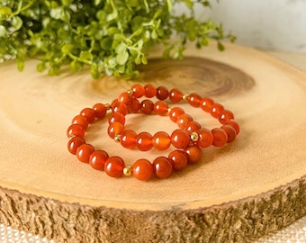 Karneol Armband | Karneol Perlen | Stretch-Armband | Natürliche Karneolkristalle | Heilender Kristall | Edelstein | Spiritueller Schutz