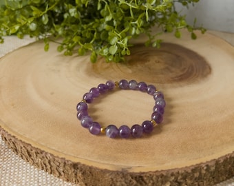 Pulsera de amatista / Cuentas de amatista / Pulsera elástica / Cristales de amatista naturales / Cristal curativo / Piedra preciosa / Protección espiritual