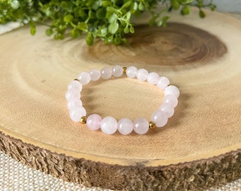 Rose Quartz Bracelet | Rose Quartz Beads | Stretch Bracelet | Natural Rose Quartz Crystals | Healing Crystals | Gemstone