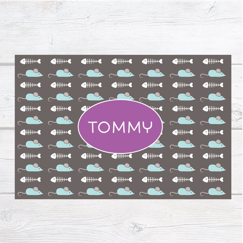 Pets Floor Mat Pet Placemat Pet Mat Mice Personalized Cat Food Mat Fish Cats Pet Decor Custom Cat Mat Food Bowl Mat Monogram