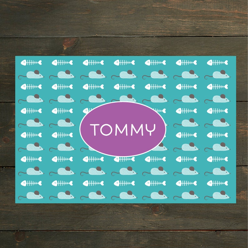 Pets Floor Mat Pet Placemat Pet Mat Mice Personalized Cat Food Mat Fish Cats Pet Decor Custom Cat Mat Food Bowl Mat Monogram