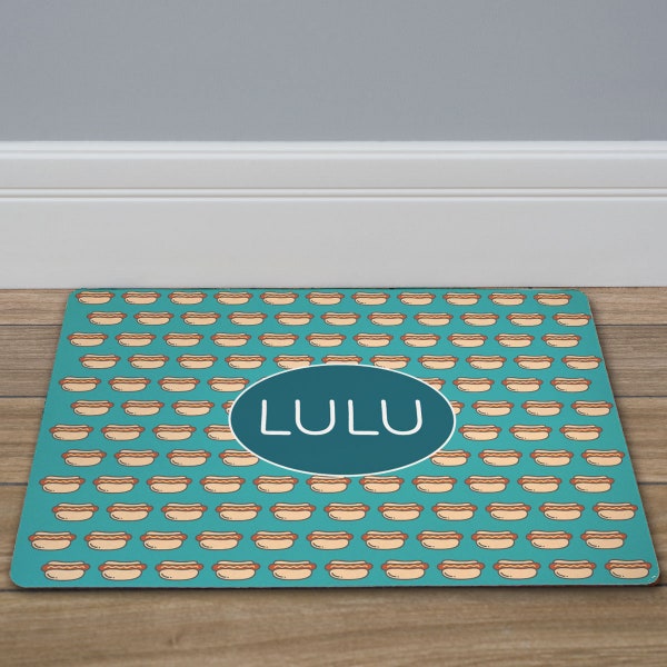 Pet Placemat, Hot Dogs, Personalized Pet Mat, Cat Mat, Dog Mat, Pets, Food Bowl Mat, Custom, Pet Decor, Pet, Pet Food Mat, Floor Mat, Food