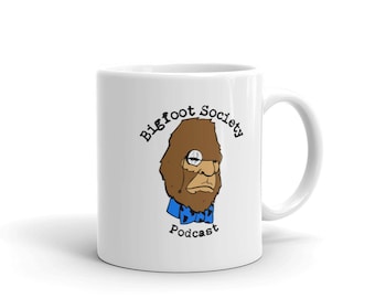 White Bigfoot Society glossy mug
