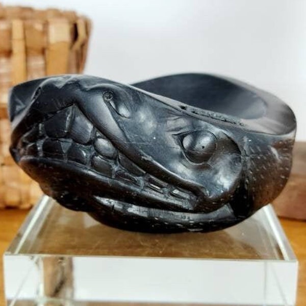 Antique Haida Argillite BEAR Grease Bowl.