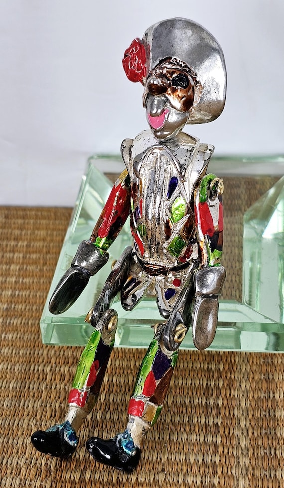 Antique Vintage Jointed Articulated Toy Metal Jester