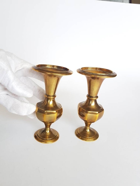 Pair of Antique Brass Candlesticks - Plum Home + Design