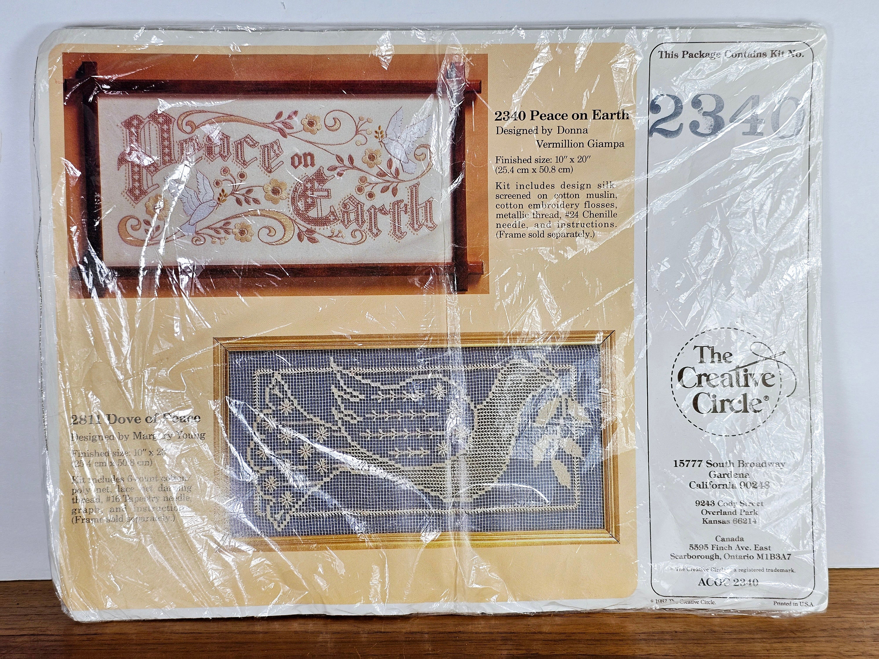 Creative Circle Embroidery Kits, Crewel Kit, Needlepoint, Vintage, Peace on  Earth 2340 Christmas Donna Vermillion Giampa California 1987 -  Hong  Kong