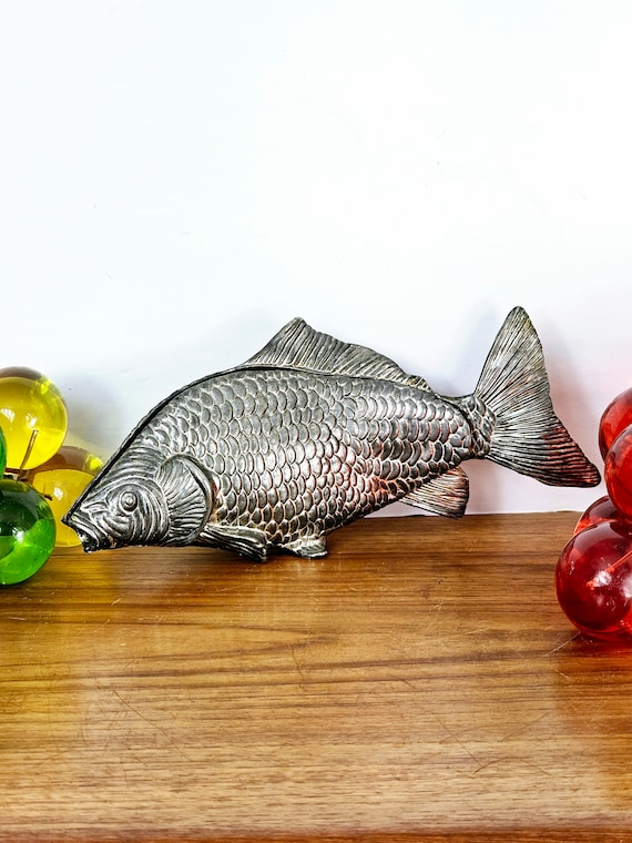 Vintage Modello Depositato Silverplate Fish Carp Koi Sculpture, Photo  Letter Napkin Holder Mid Century Modern Made in Italy Italian Office 