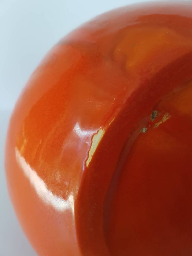 Vintage Mid-century Modern Design bright orange flambe drip glazed Ewer or Jug Royal Haeger Atomic Chrome Red Orange West Germany USA