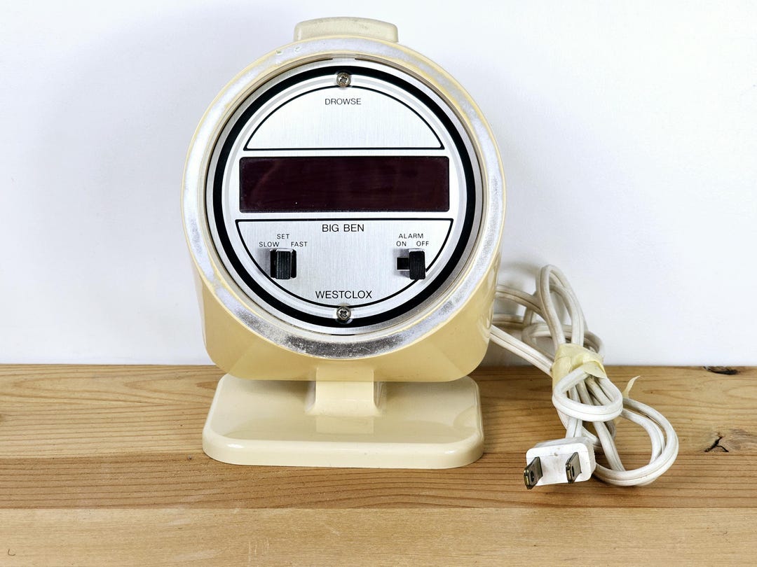 Vintage 1980s Westclox Big Ben Pedestal Digital LED Electric Alarm ...