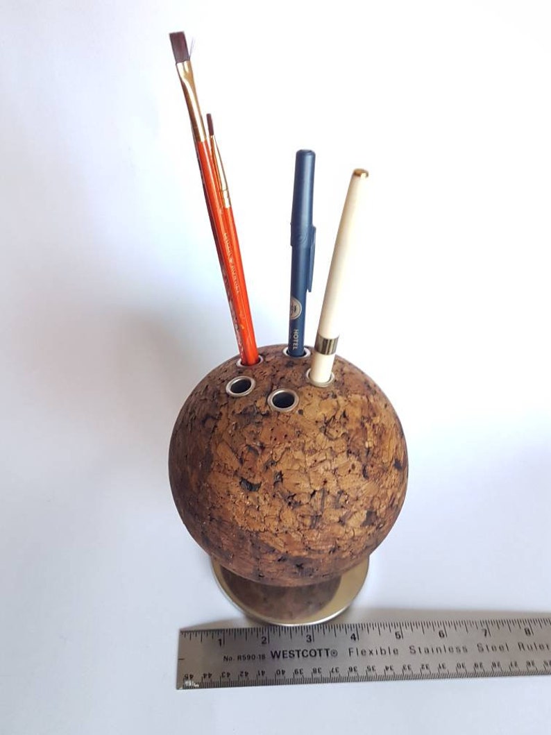 Cork Globe Desk Organizer Pencil Holder Thumb Tack Bulletin Etsy