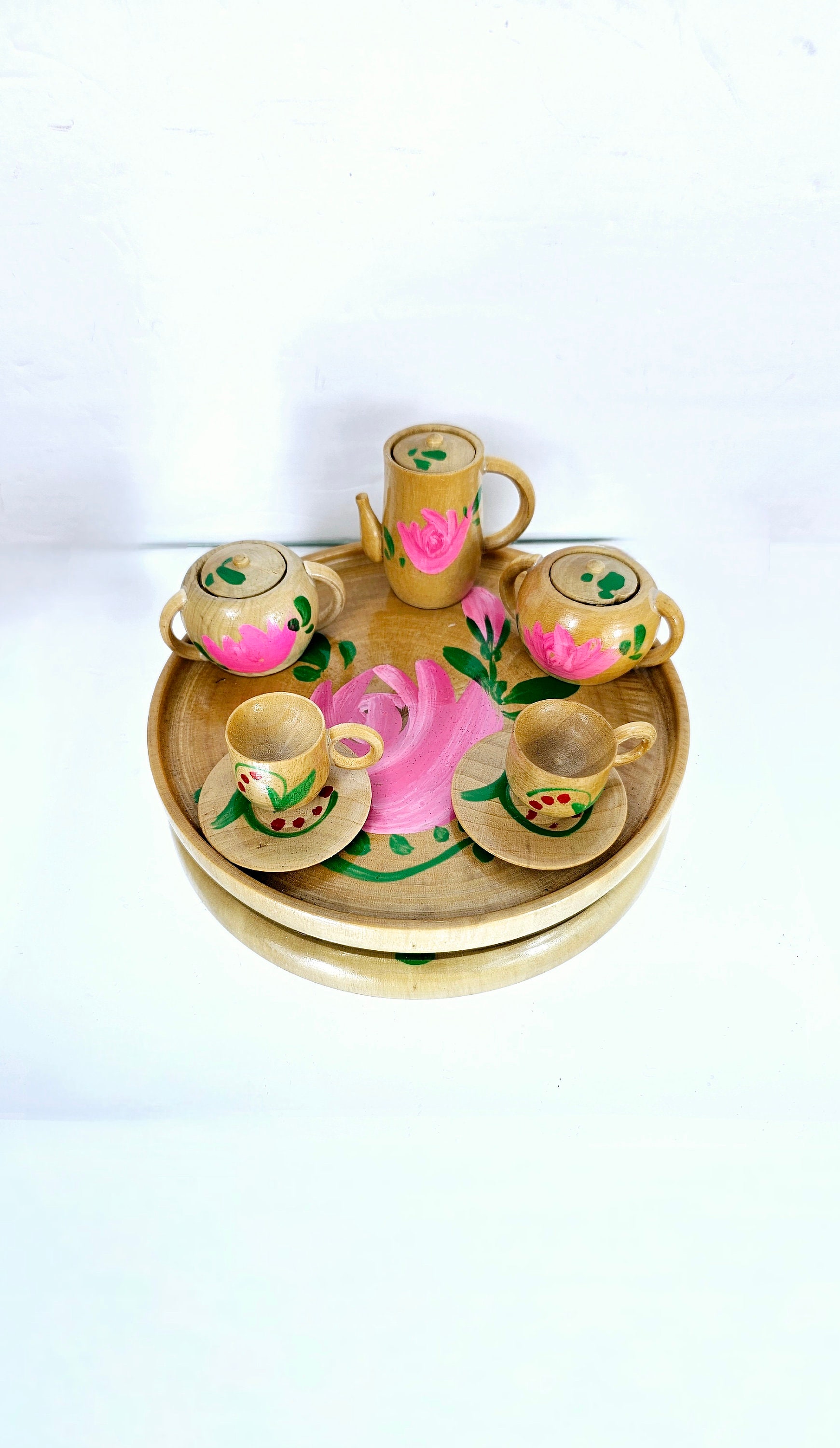 Japanese Wooden Apple Tea Set