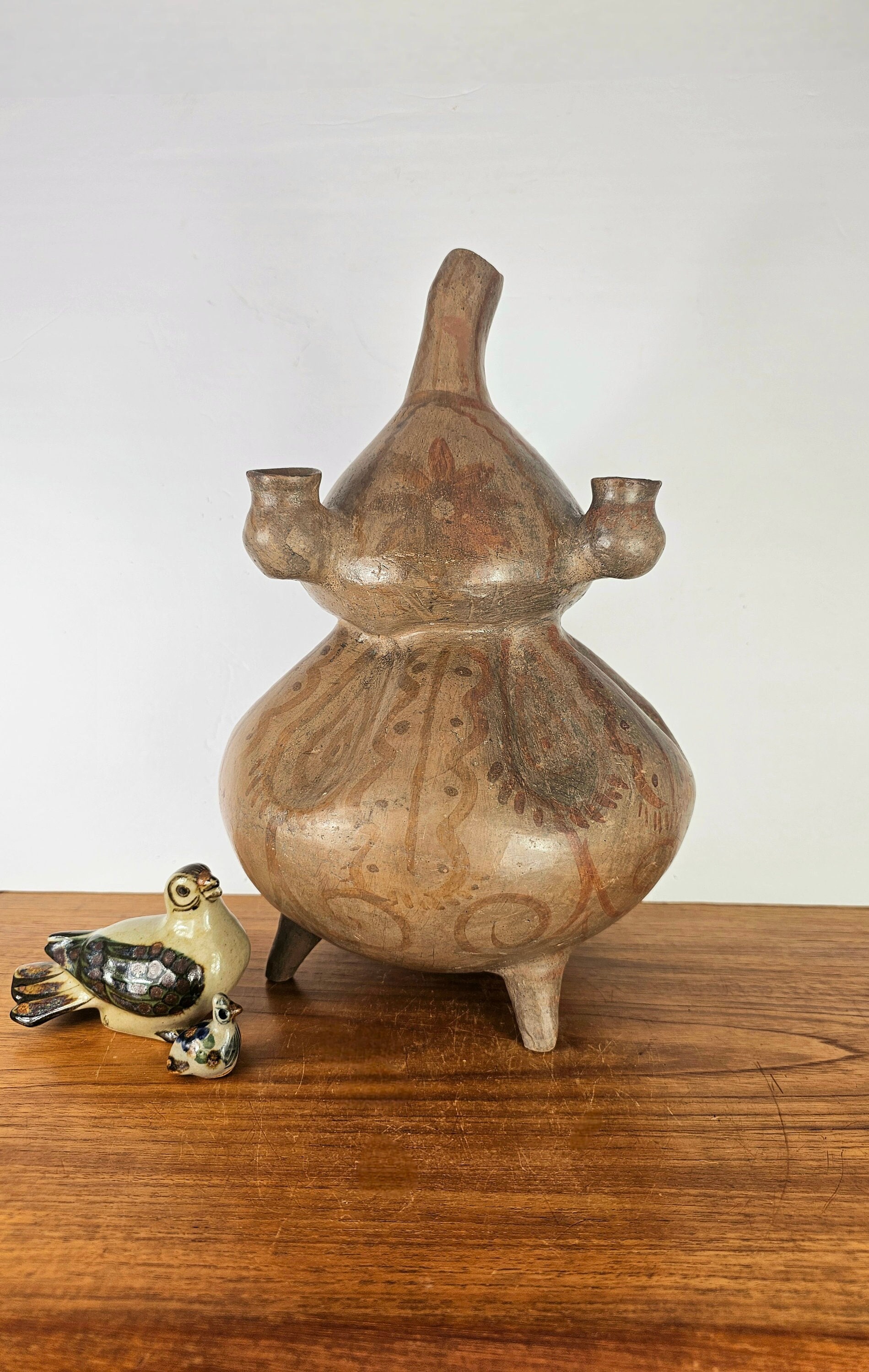 Herón Martínez Mendoza Pottery Large Decorated Candelabra Herón Martínez Mendoza Pottery Large Decorated Candelabra