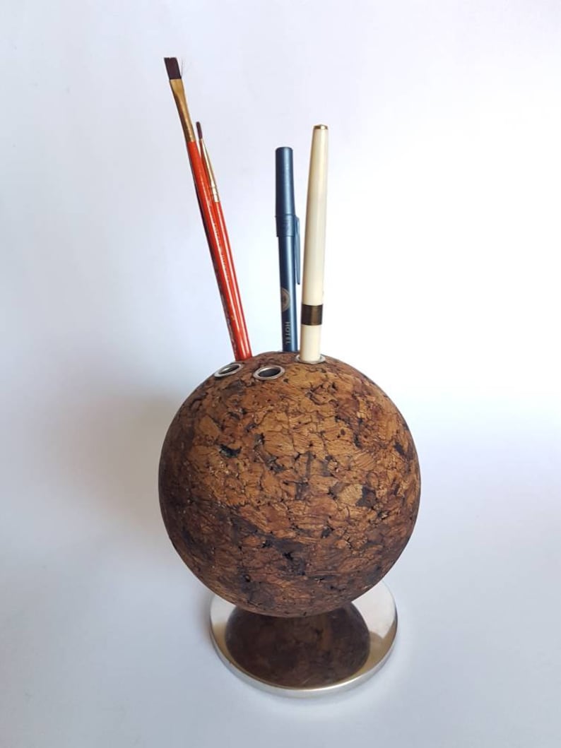 Cork Globe Desk Organizer Pencil Holder Thumb Tack Bulletin Etsy