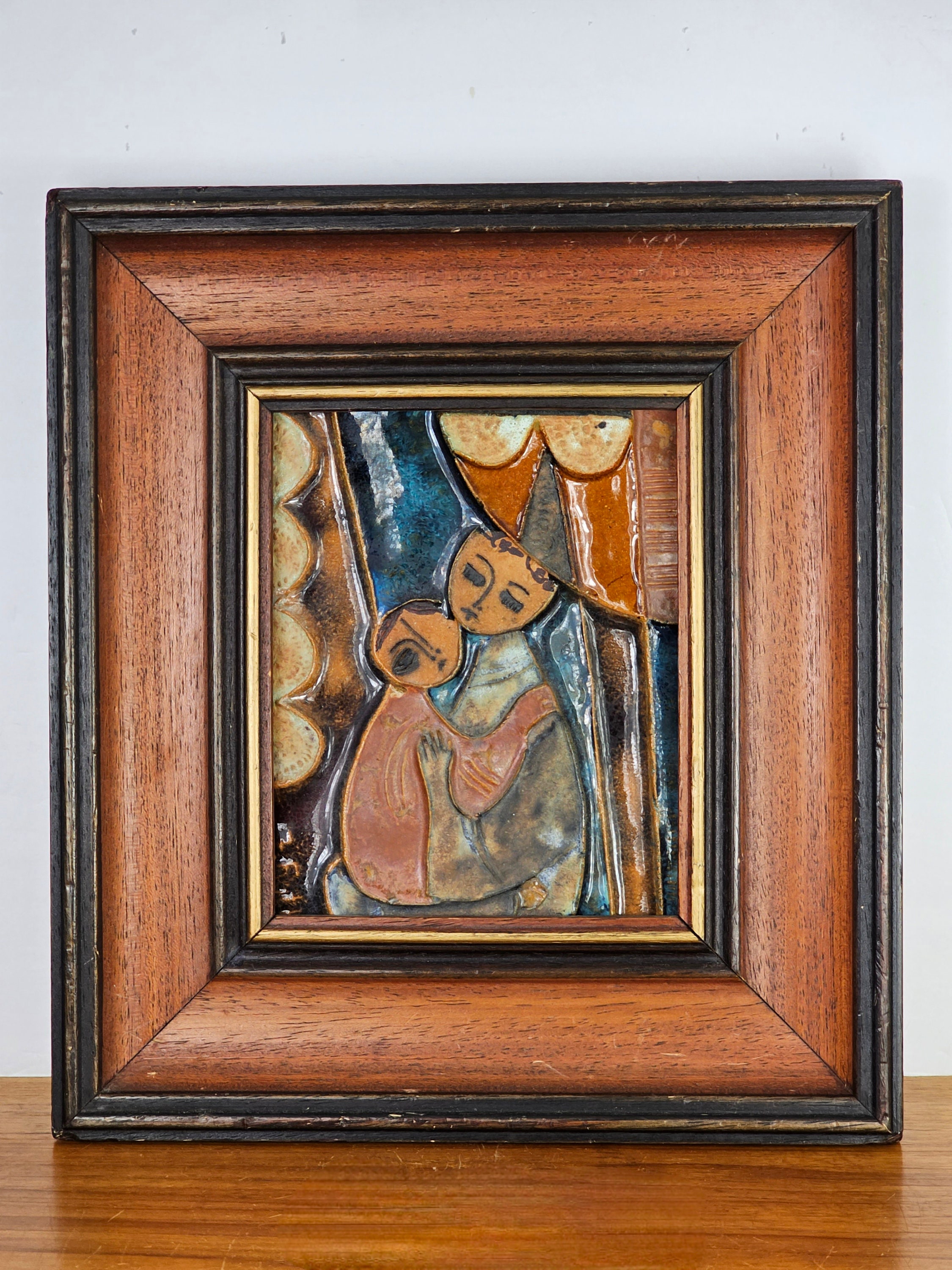 Ruth Faktor J Ruth Ceramic Tile Art Plaque Wall Hanging Mother