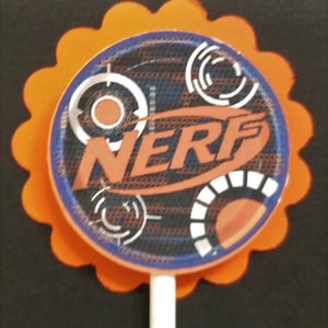 NERF Happy Birthday Bullseye NERF Logo Edible Cake Topper Image