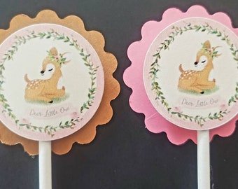 Deer Little One Cupcake  Toppers Set of 24
