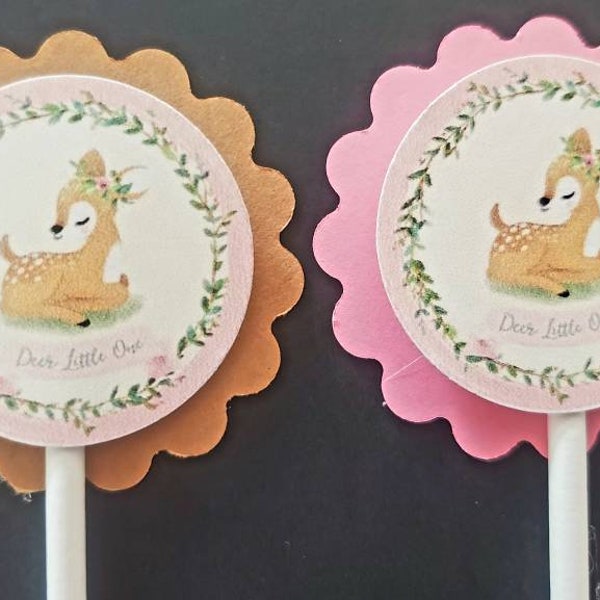 Deer Little One Cupcake  Toppers Set of 24