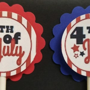 Fourth of July Cupcake Toppers Set of 24
