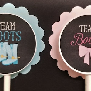Boots & Bows Gender Reveal Cupcake Toppers Set of 24