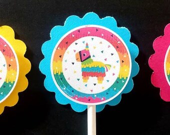 Pinata Fiesta Cupcake Toppers Set of 24