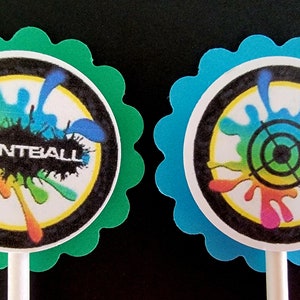 Paintball Party Cupcake Toppers Set of 24