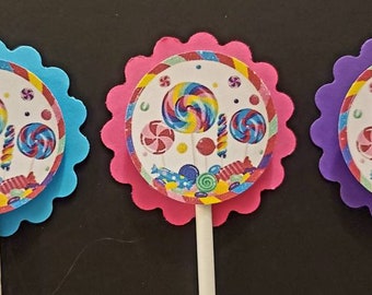 Candyland Theme Cupcake Toppers Set of 24