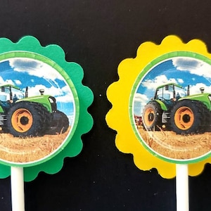 Green Tractor Cupcake Toppers Set of 24