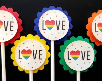 Regenbogen Flagge 12 Essbare erhebe dich Kuchen Toppers Dekoration Lesbisch CSD LGBT Regenbogen Flagge 12 Essbare erhebe dich Kuchen Toppers Dekoration Lesbisch CSD LGBT