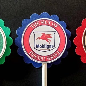 Vintage Oil Signs Cupcake Toppers Set of 24