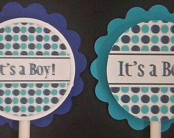 It's A Boy Baby Shower Theme Cupcake Toppers Set of 24