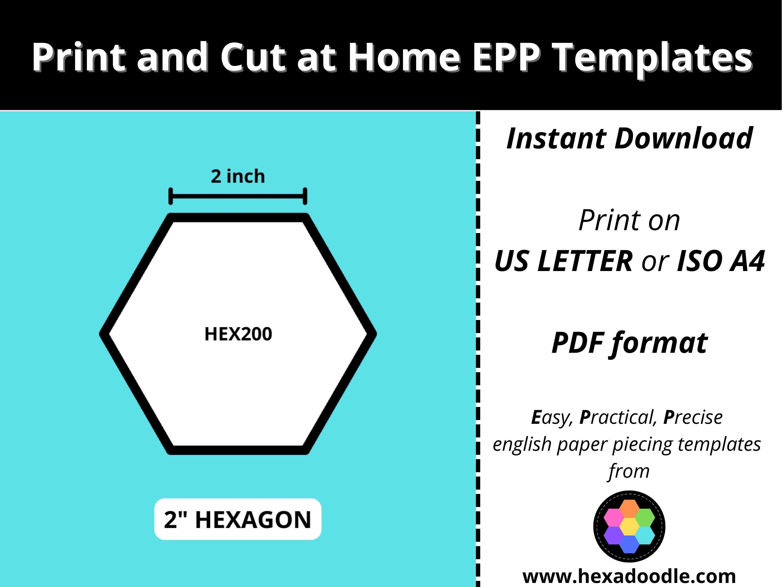 HEX200 - HEXAGON - 2 Inch Sides for Printing and Cutting Out at Home. 5 ...