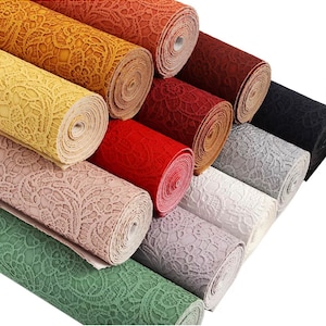 A4 Size - Floral Embossed PVC PU Synthetic Leather with Brushed Backing