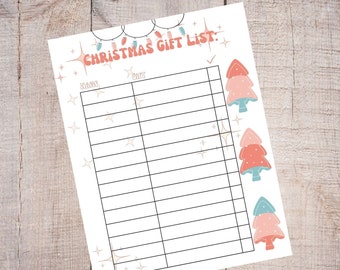 Christmas Gift List - Printable Christmas Gift Tracker - Christmas List Printable - Christmas Planner - Printable Gift List
