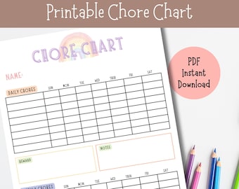Kids Chore Chart | Chore Chart for Kids | Family Chore Chart | Routine Chart for Toddler | Toddler Chore Chart | Chore Chart Printable