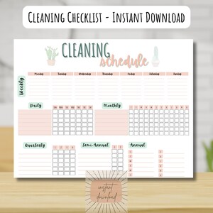 Cleaning Checklist | Cleaning Schedule | House Cleaning Checklist |  Daily Cleaning Checklist | Printable Cleaning Schedule | Cleaning Plan