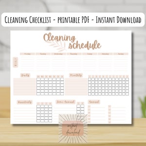 Cleaning Checklist | Cleaning Schedule | House Cleaning Checklist |  Daily Cleaning Checklist | Printable Cleaning Schedule | Cleaning Plan
