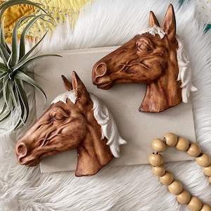 Pair of Vintage Ceramic Horse Head Wall Hangings