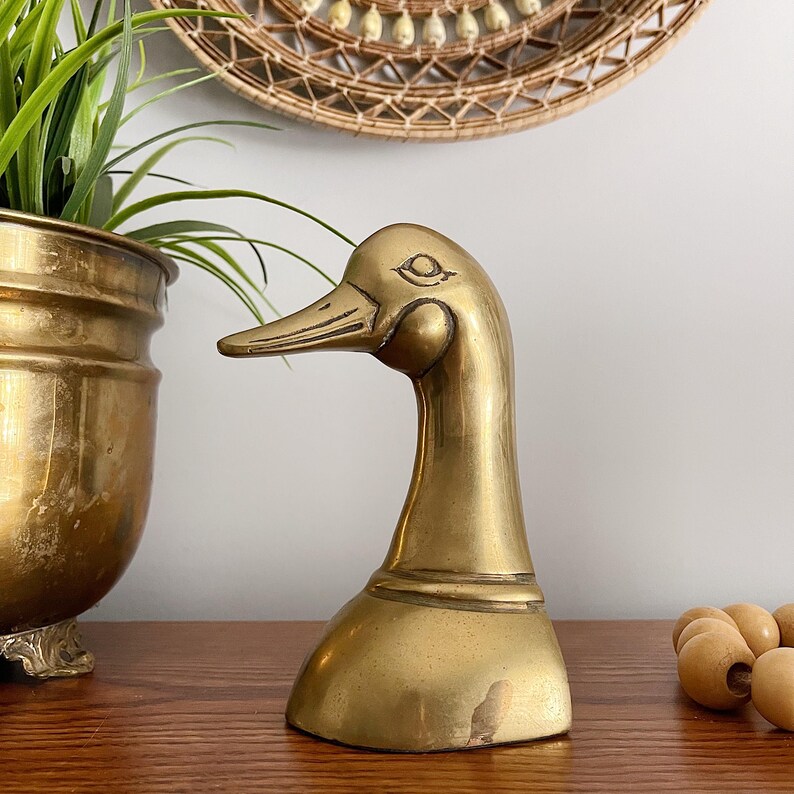 Vintage Brass Duckhead Bookend - Brass Bookend - Vintage Decor
