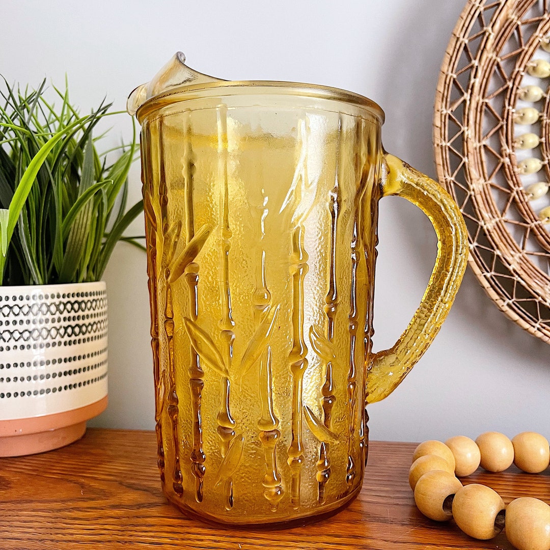 Vintage Anchor Hocking Tahiti Amber Tahiti Bamboo Pagoda Glass