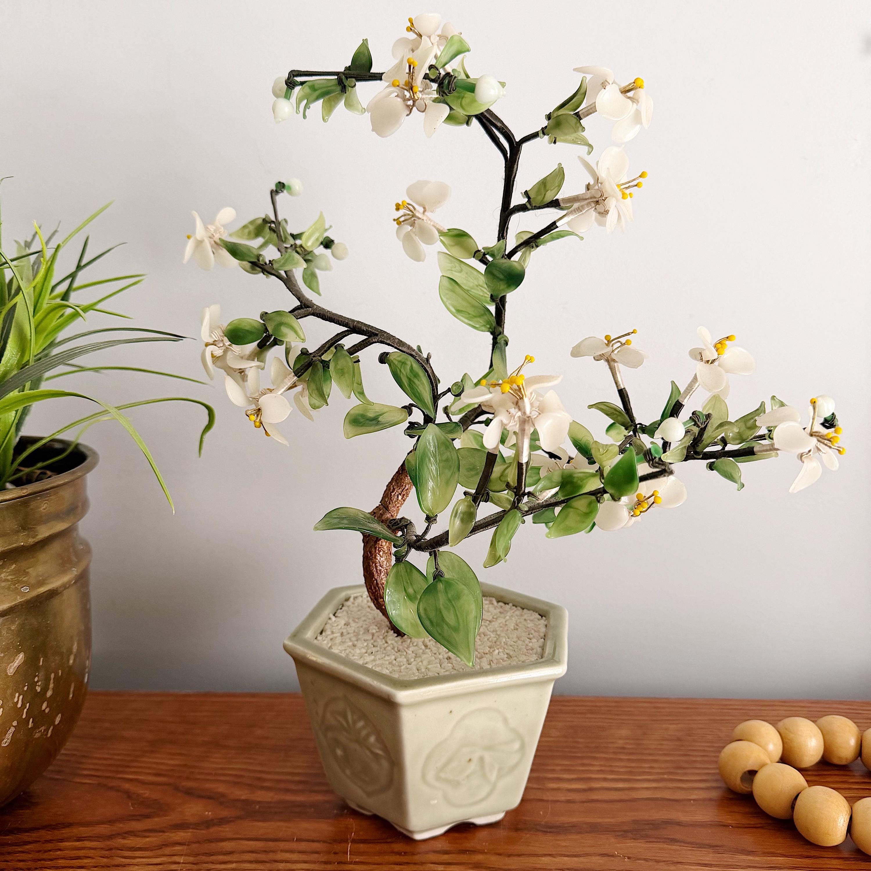 Vintage Glass Cherry Blossom Bonsai Tree Japanese Flower